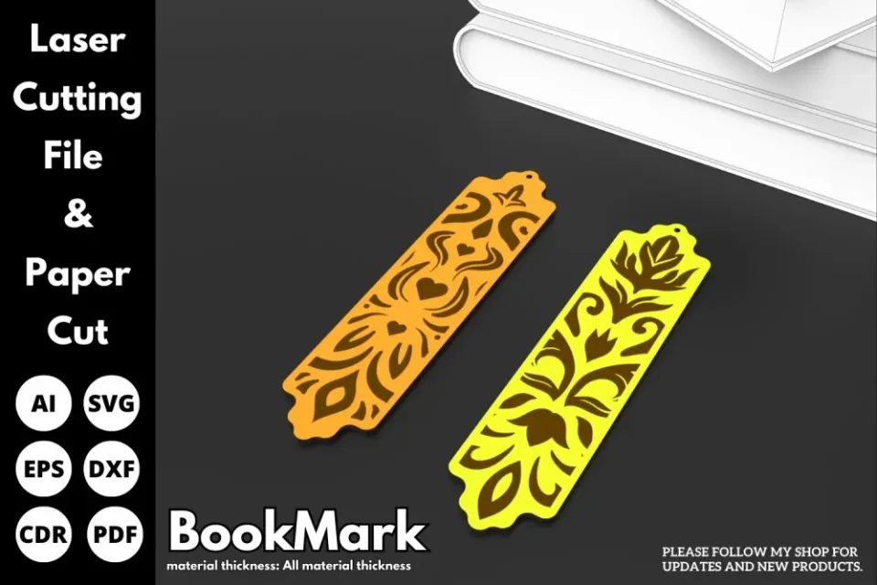 Delicate laser cut floral bookmarks showing clean, detailed cuts